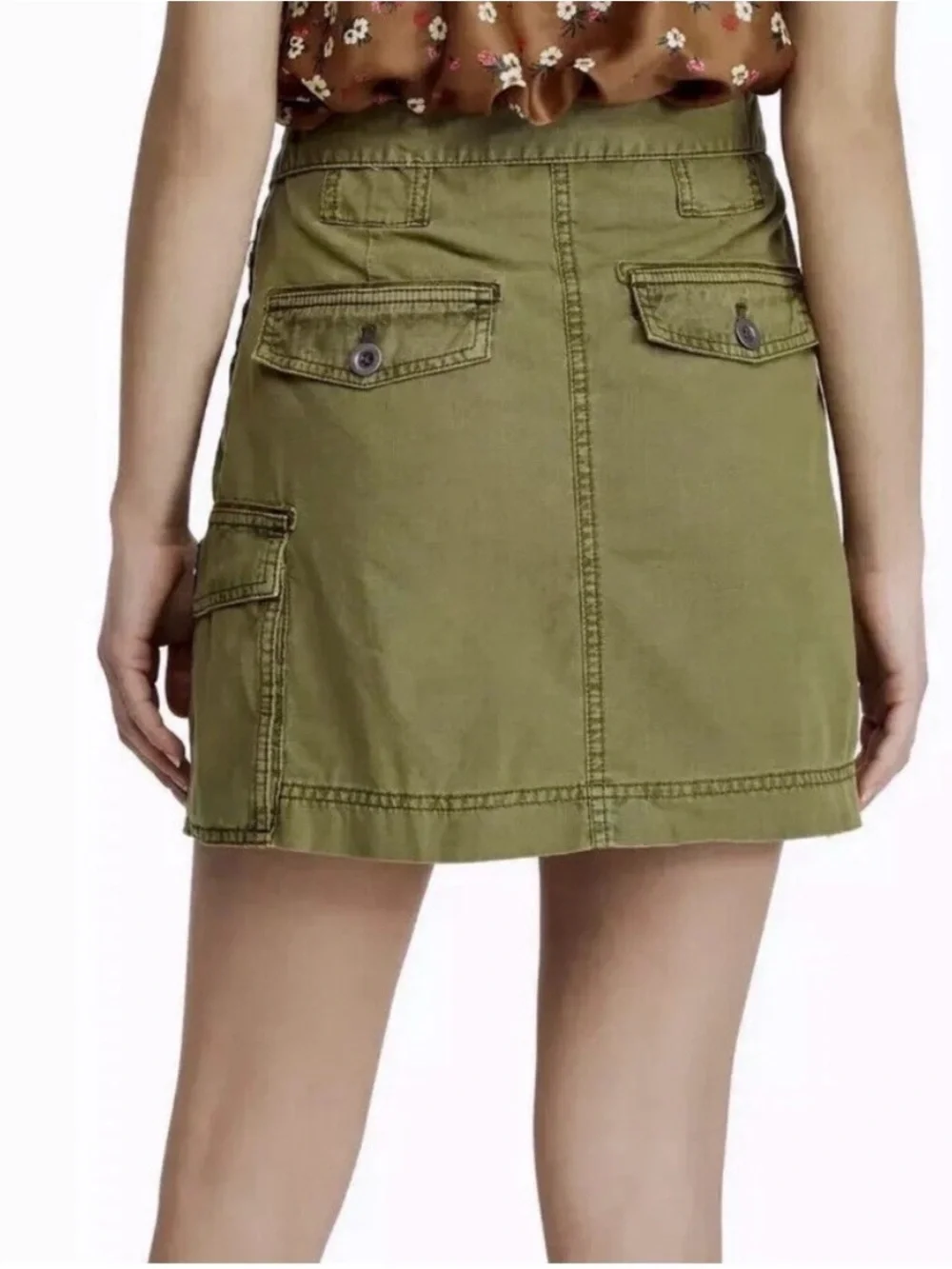 NWT Free People Erika Utility Mini Skirt Olive Green size 6